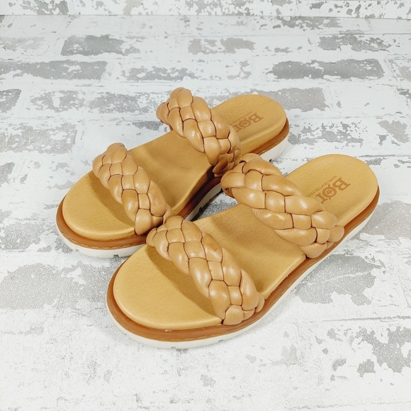 Born Fressia Light Braided Tan Slip On PLatform Sandals H571 - Picture 2 of 13